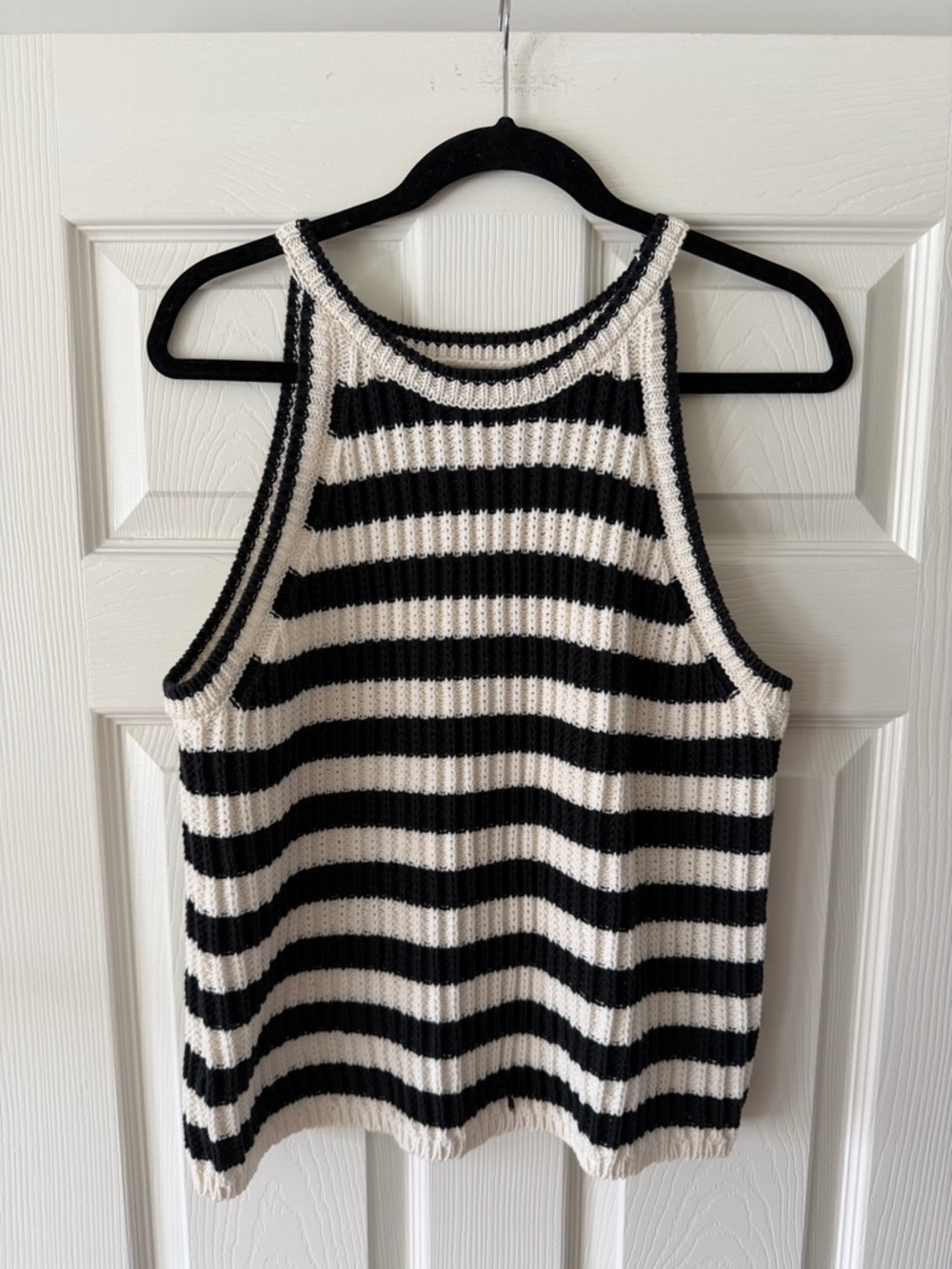 Striped Knit Tank Top - Black & White - Coastal - Sweater Tank